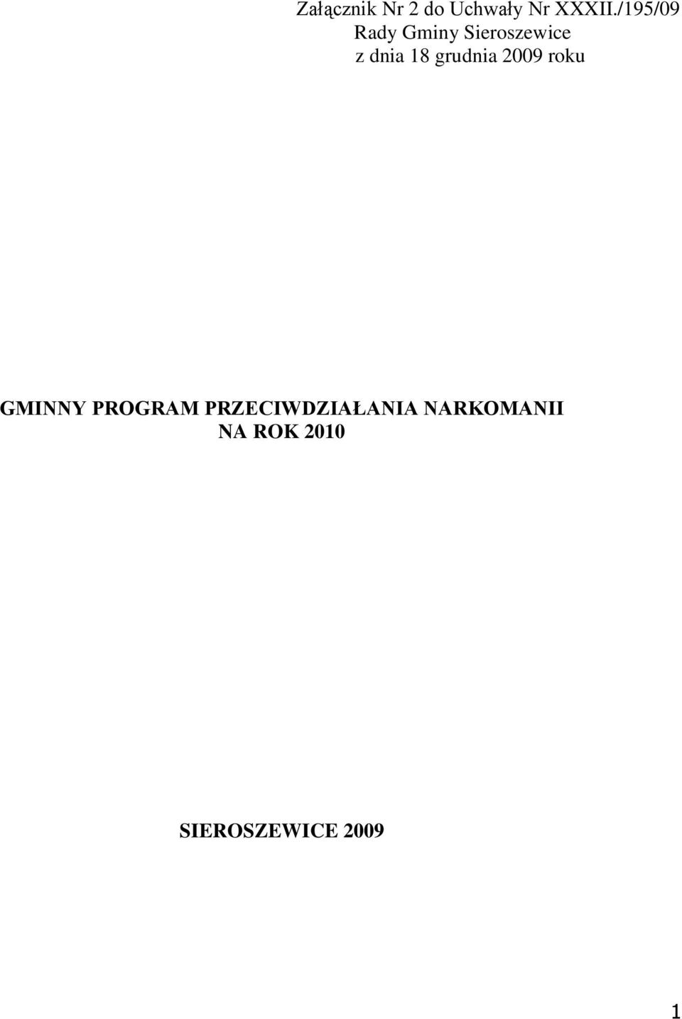 grudnia 2009 roku GMINNY PROGRAM