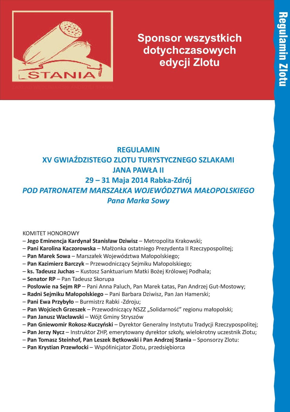 Barczyk Przewodniczący Sejmiku Małopolskiego; ks.