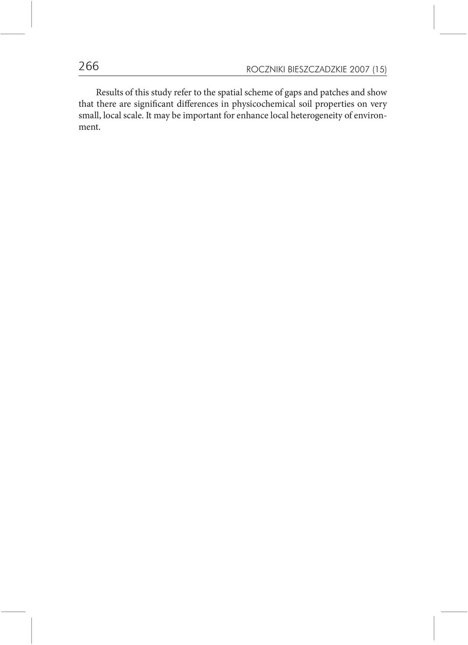 differences in physicochemical soil properties on very small, local