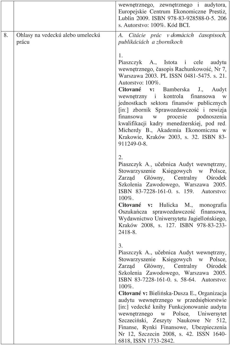 21. Autorstvo: Citované v: Bamberska J.