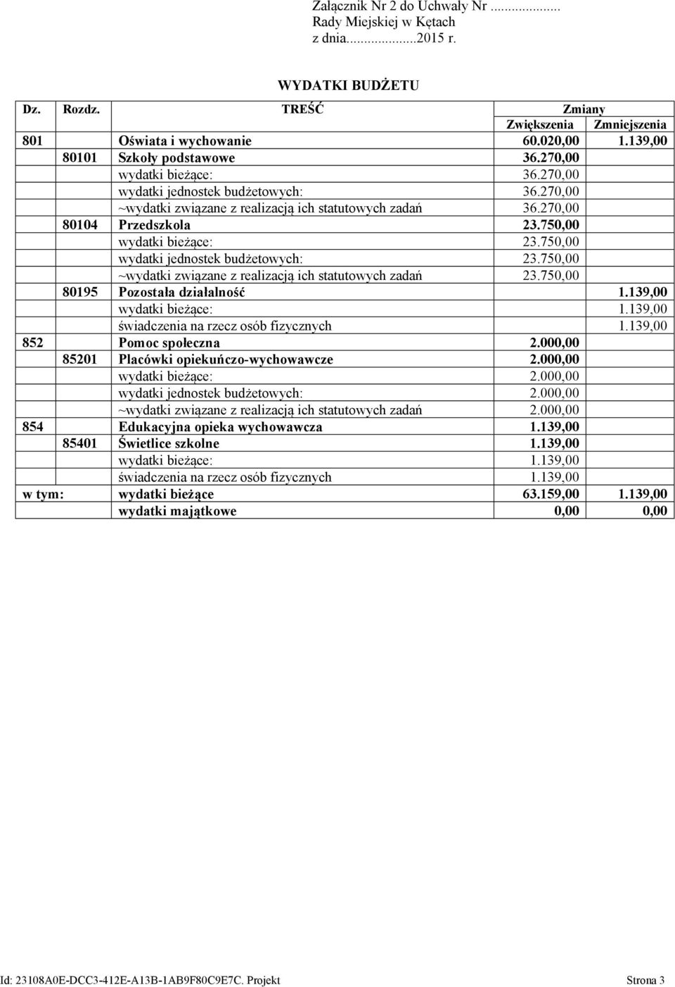 750,00 wydatki jednostek budżetowych: 23.750,00 ~wydatki związane z realizacją ich statutowych zadań 23.750,00 80195 Pozostała działalność 1.139,00 wydatki bieżące: 1.