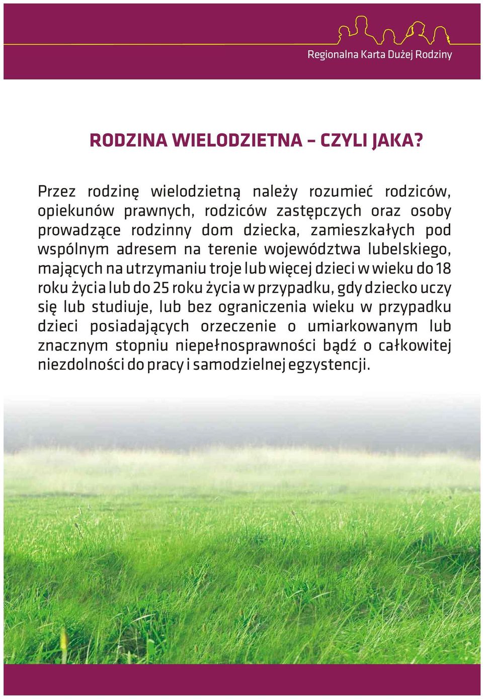 zamieszka³ych pod wspólnym adresem na terenie województwa lubelskiego, maj¹cych na utrzymaniu troje lub wiêcej dzieci w wieku do 18 roku ycia