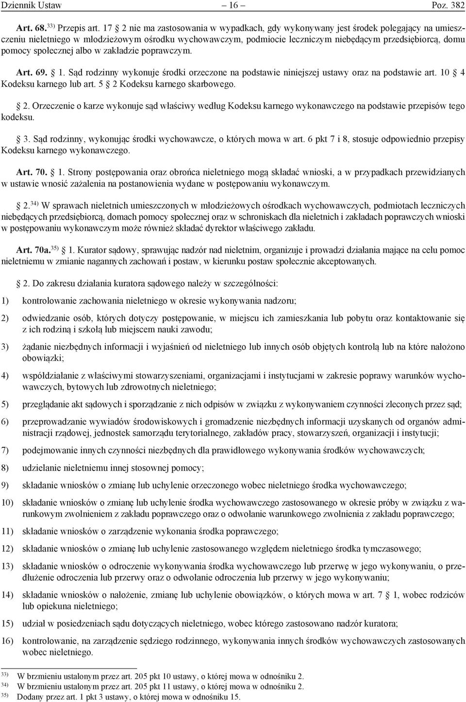 pomocy społecznej albo w zakładzie poprawczym. Art. 69. 1. Sąd rodzinny wykonuje środki orzeczone na podstawie niniejszej ustawy oraz na podstawie art. 10 4 Kodeksu karnego lub art.