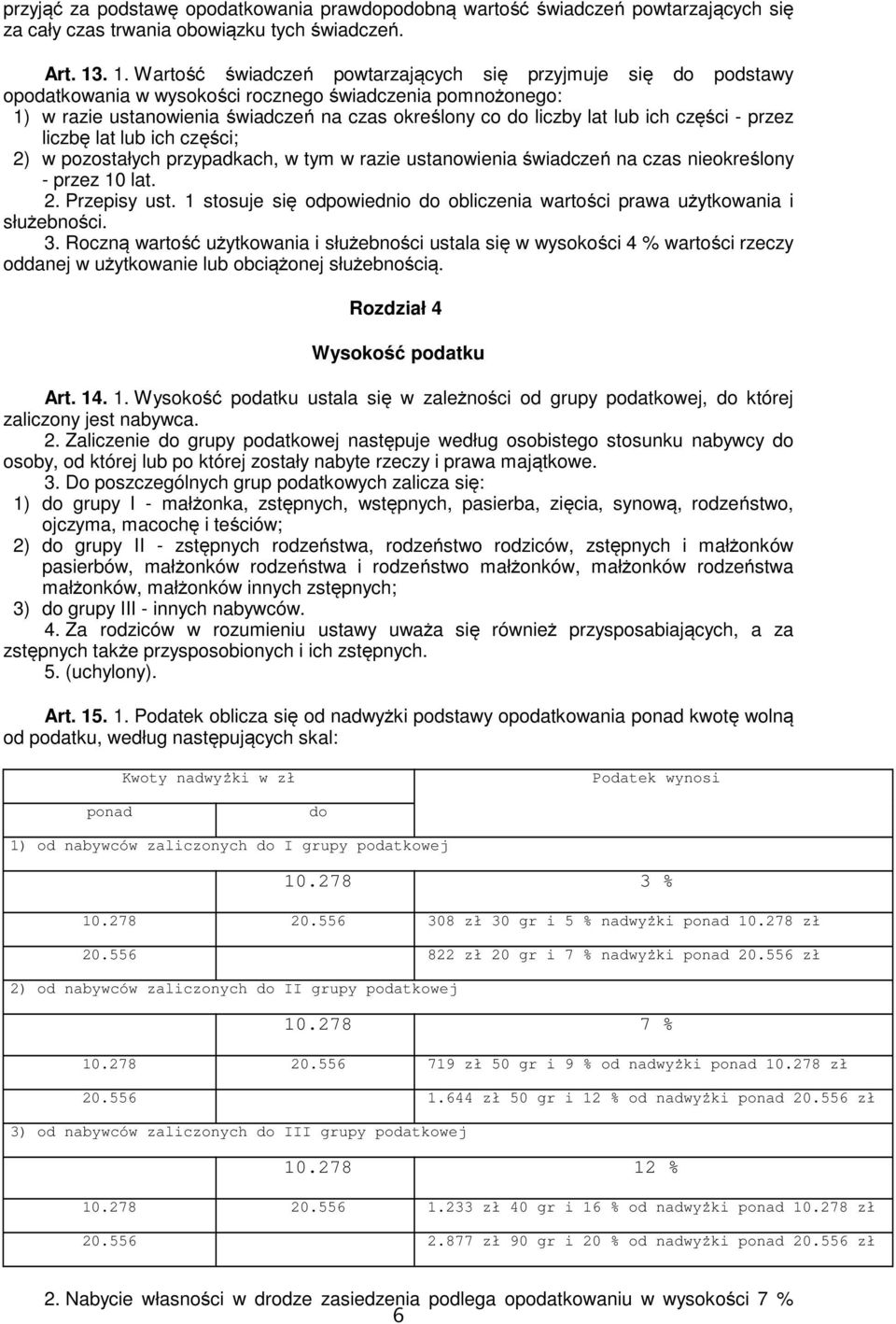 lub ich części - przez liczbę lat lub ich części; 2) w pozostałych przypadkach, w tym w razie ustanowienia świadczeń na czas nieokreślony - przez 10 lat. 2. Przepisy ust.