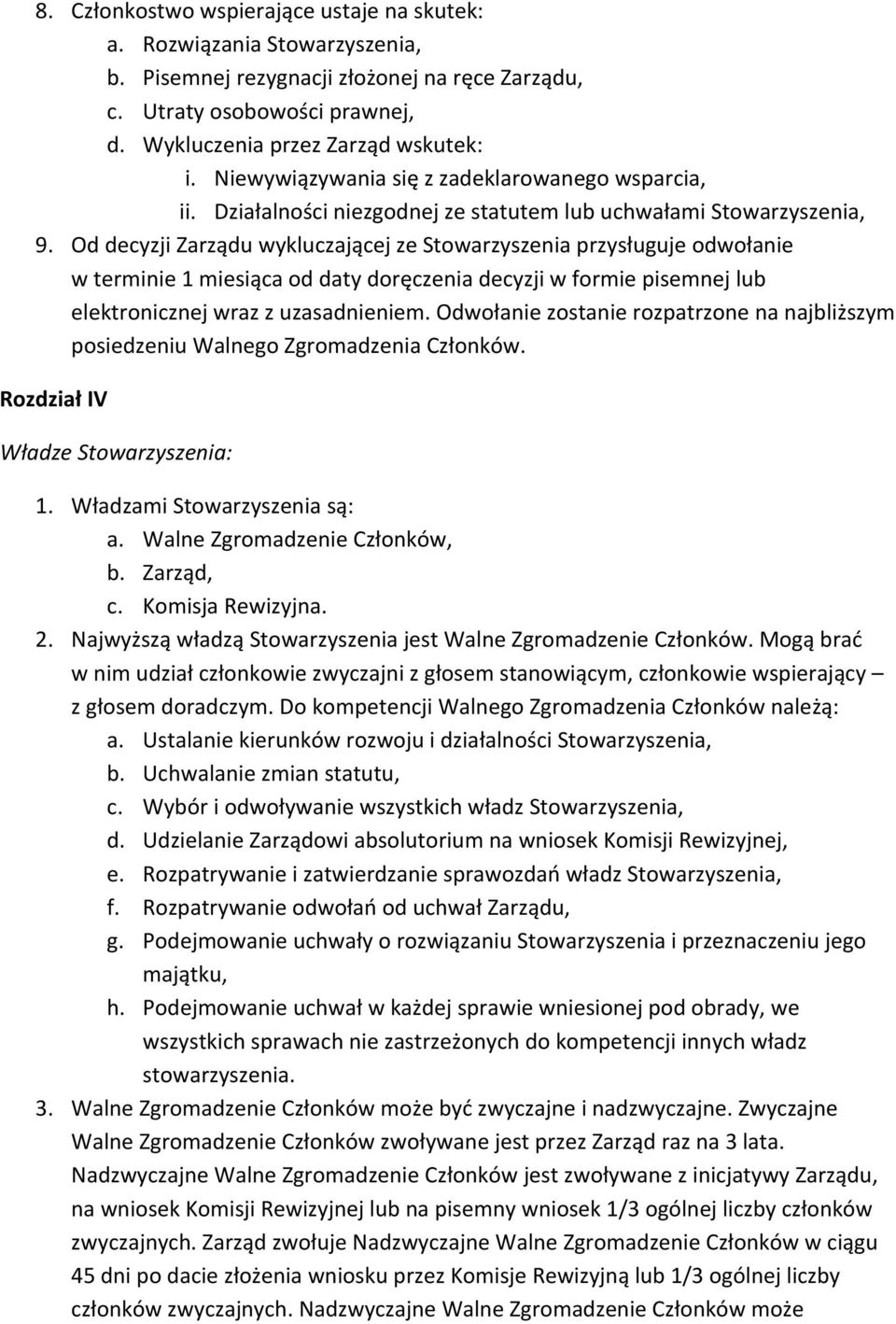 Od decyzji Zarządu wykluczającej ze Stowarzyszenia przysługuje odwołanie w terminie 1 miesiąca od daty doręczenia decyzji w formie pisemnej lub elektronicznej wraz z uzasadnieniem.