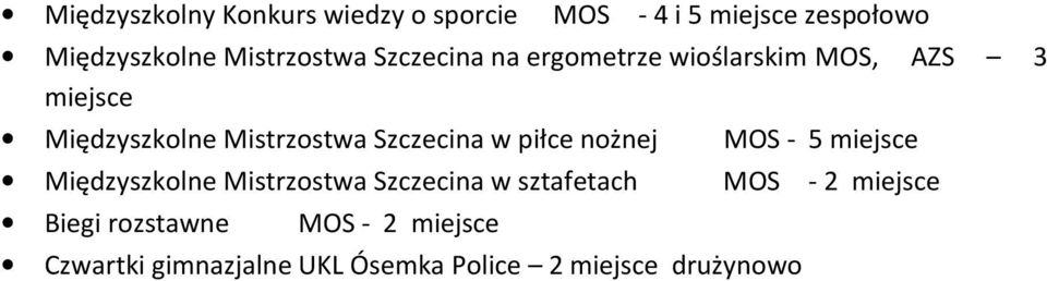 Szczecina w piłce nożnej MOS - 5 miejsce Międzyszkolne Mistrzostwa Szczecina w sztafetach