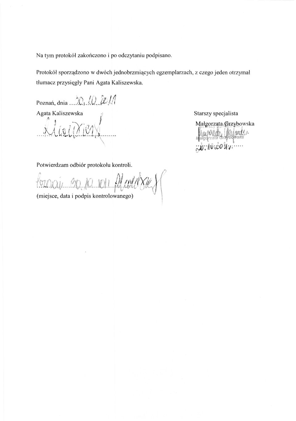 tłumacz przysięgły Pani Agata Kaliszewska. Poznań, dnia ).D i J 0.