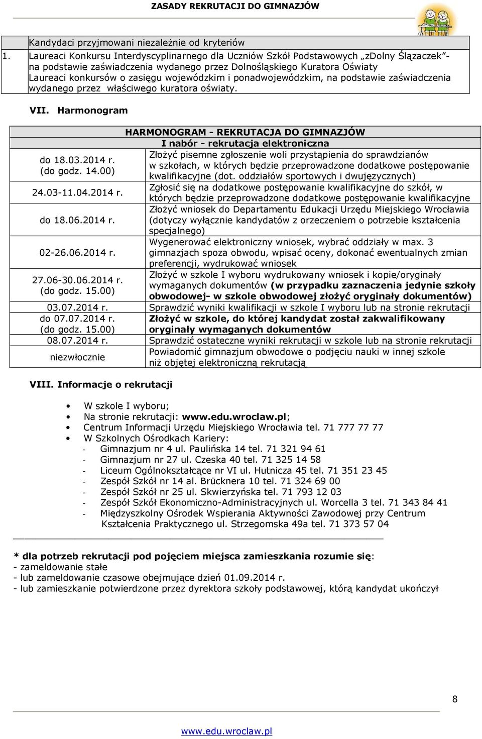 wojewódzkim i ponadwojewódzkim, na podstawie zaświadczenia wydanego przez właściwego kuratora oświaty. VII.