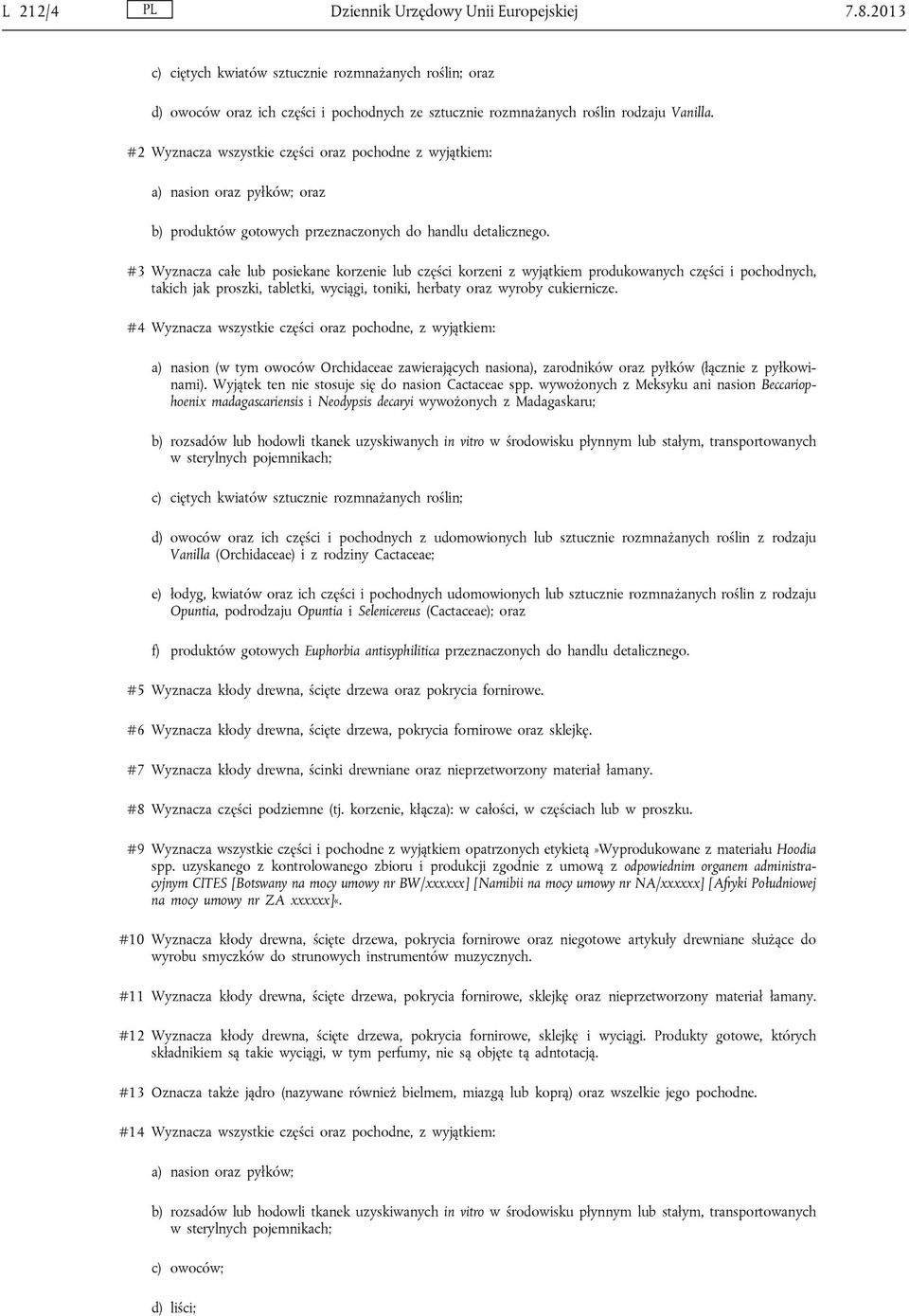 #3 Wyznacza całe lub posiekane korzenie lub części korzeni z wyjątkiem produkowanych części i pochodnych, takich jak proszki, tabletki, wyciągi, toniki, herbaty oraz wyroby cukiernicze.