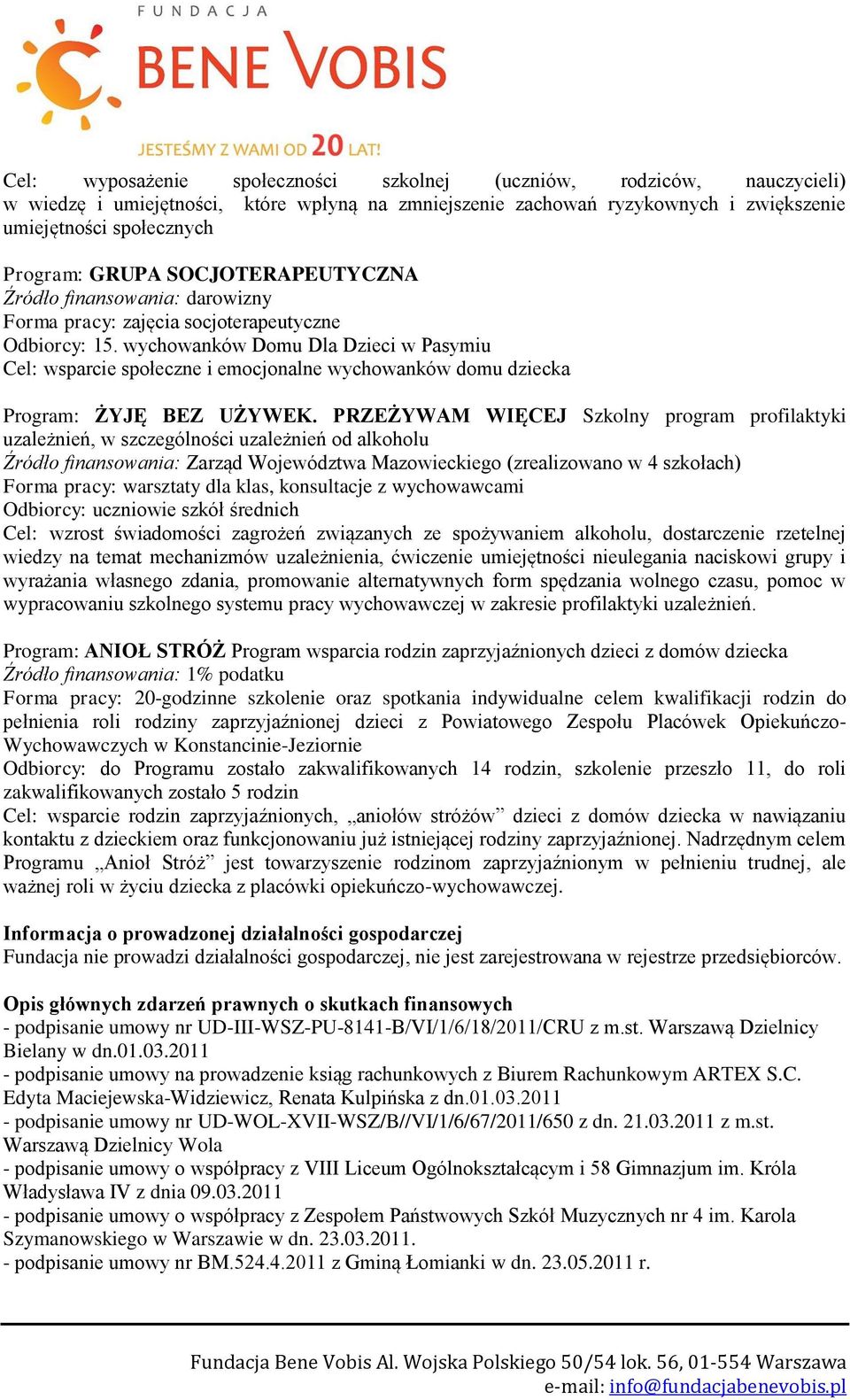 wychowanków Domu Dla Dzieci w Pasymiu Cel: wsparcie społeczne i emocjonalne wychowanków domu dziecka Program: ŻYJĘ BEZ UŻYWEK.