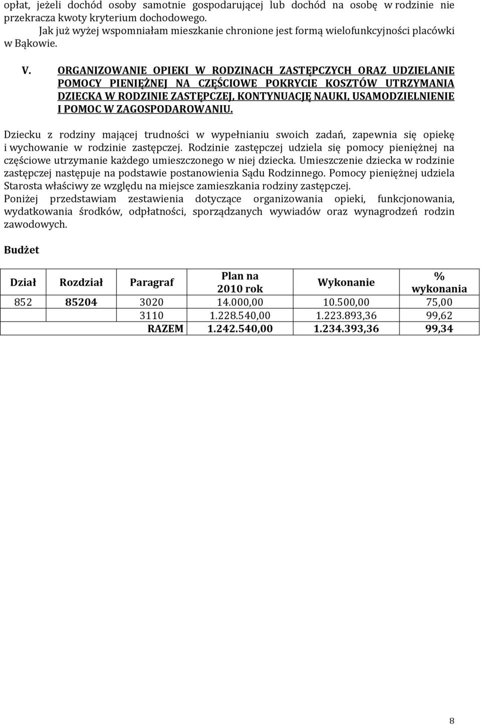 ORGANIZOWANIE OPIEKI W RODZINACH ZASTĘPCZYCH ORAZ UDZIELANIE POMOCY PIENIĘŻNEJ NA CZĘŚCIOWE POKRYCIE KOSZTÓW UTRZYMANIA DZIECKA W RODZINIE ZASTĘPCZEJ, KONTYNUACJĘ NAUKI, USAMODZIELNIENIE I POMOC W