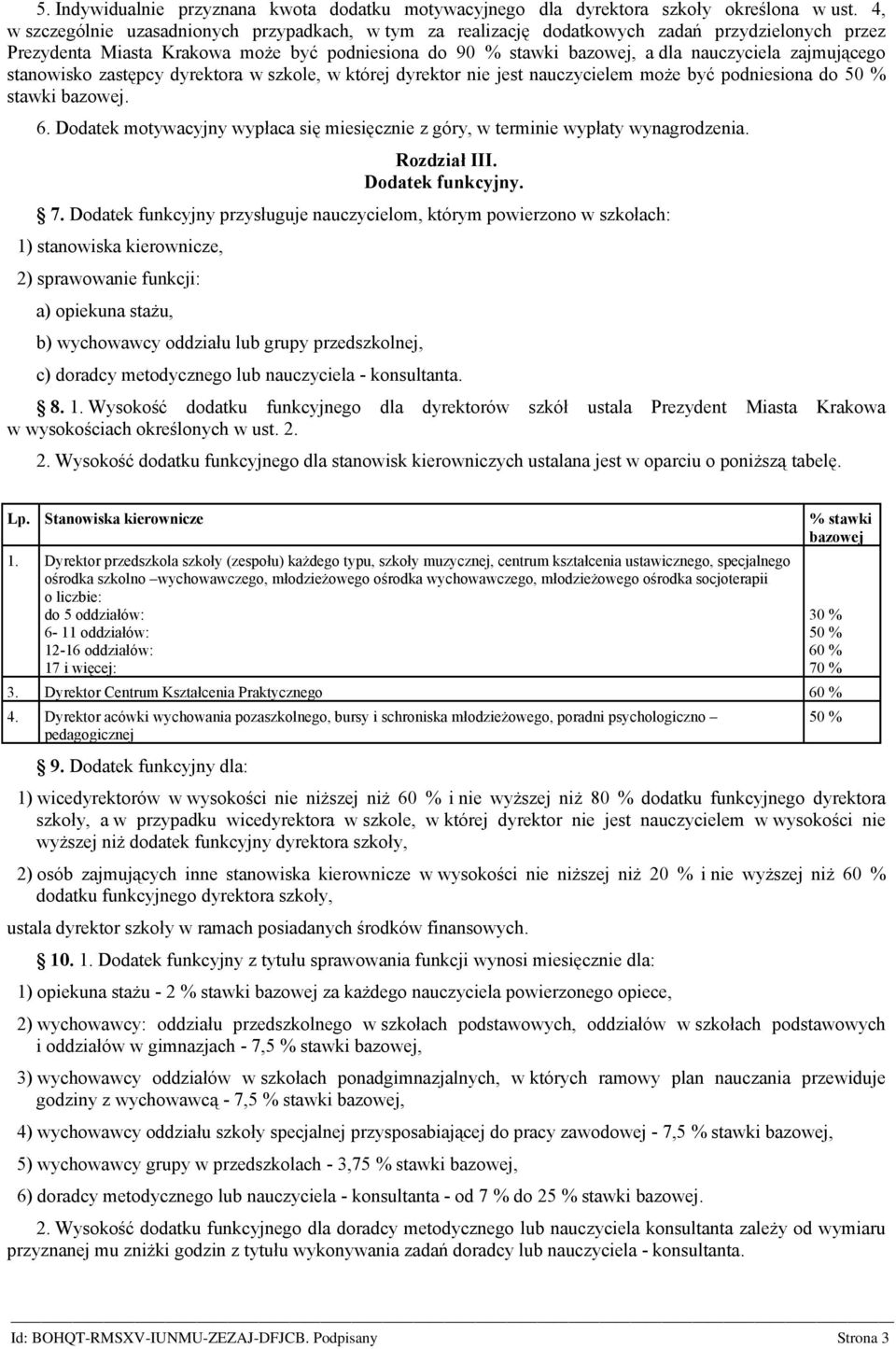 zajmującego stanowisko zastępcy dyrektora w szkole, w której dyrektor nie jest nauczycielem może być podniesiona do 50 % stawki bazowej. 6.