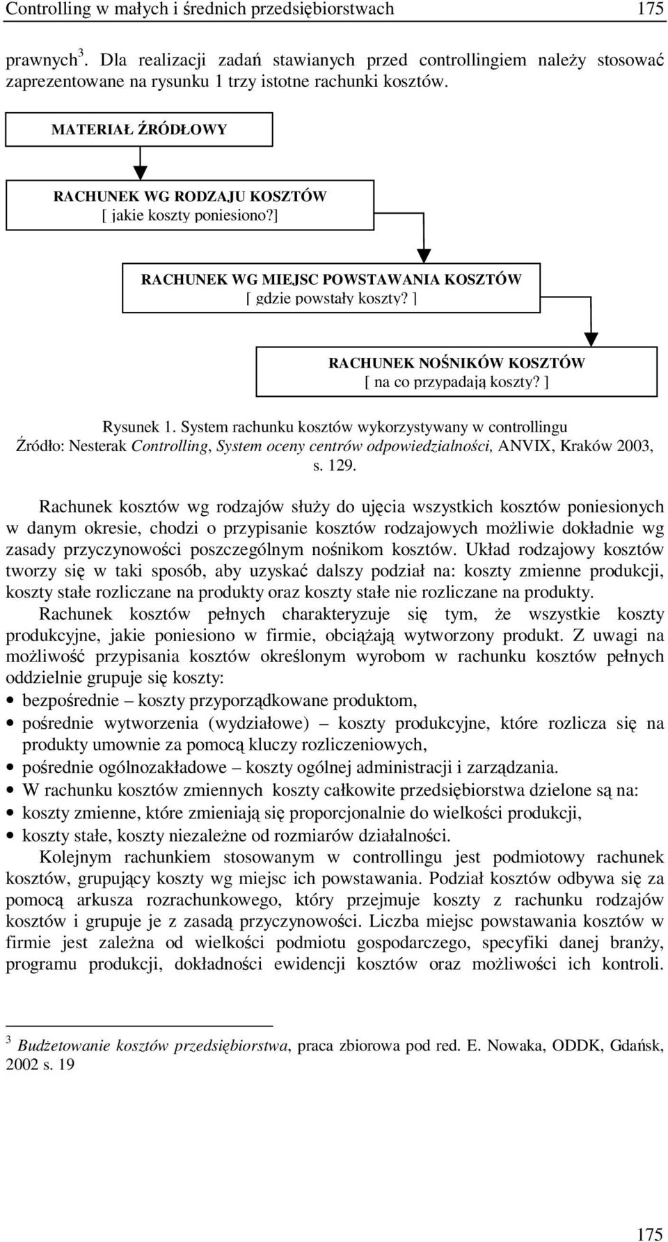 ] Rysunek 1. System rachunku kosztów wykorzystywany w controllingu ródło: Nesterak Controlling, System oceny centrów odpowiedzialnoci, ANVIX, Kraków 2003, s. 129.