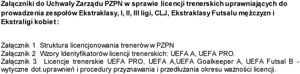 PZPN Załącznik 2 Wzory Identyfikatorów licencji trenerskich: UEFA A, UEFA PRO.