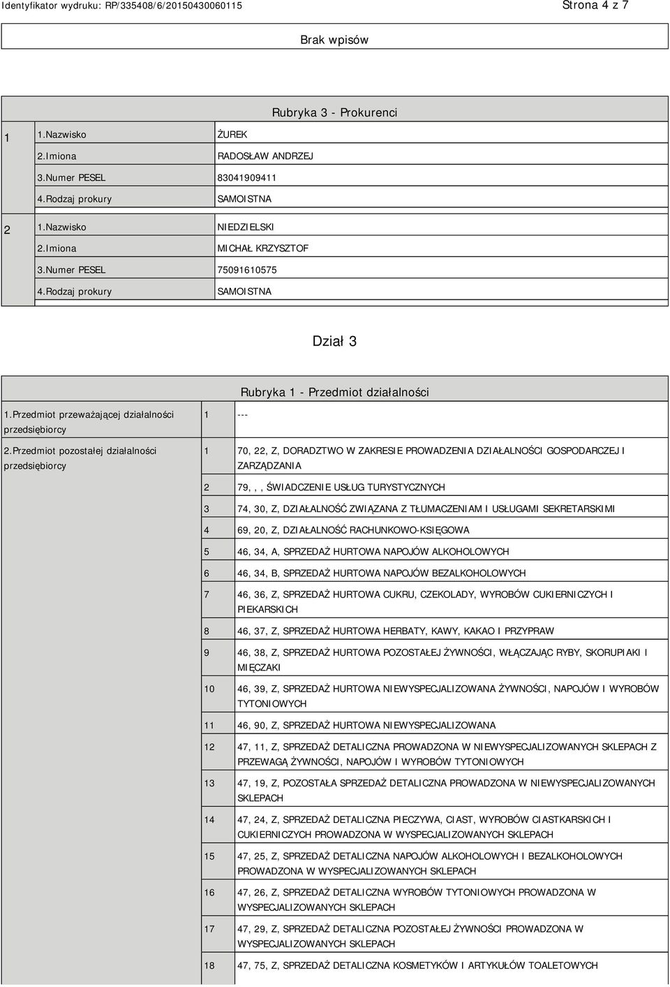 Przedmiot pozostałej działalności przedsiębiorcy 1 --- 1 70, 22, Z, DORADZTWO W ZAKRESIE PROWADZENIA DZIAŁALNOŚCI GOSPODARCZEJ I ZARZĄDZANIA 2 79,,, ŚWIADCZE USŁUG TURYSTYCZNYCH 3 74, 30, Z,