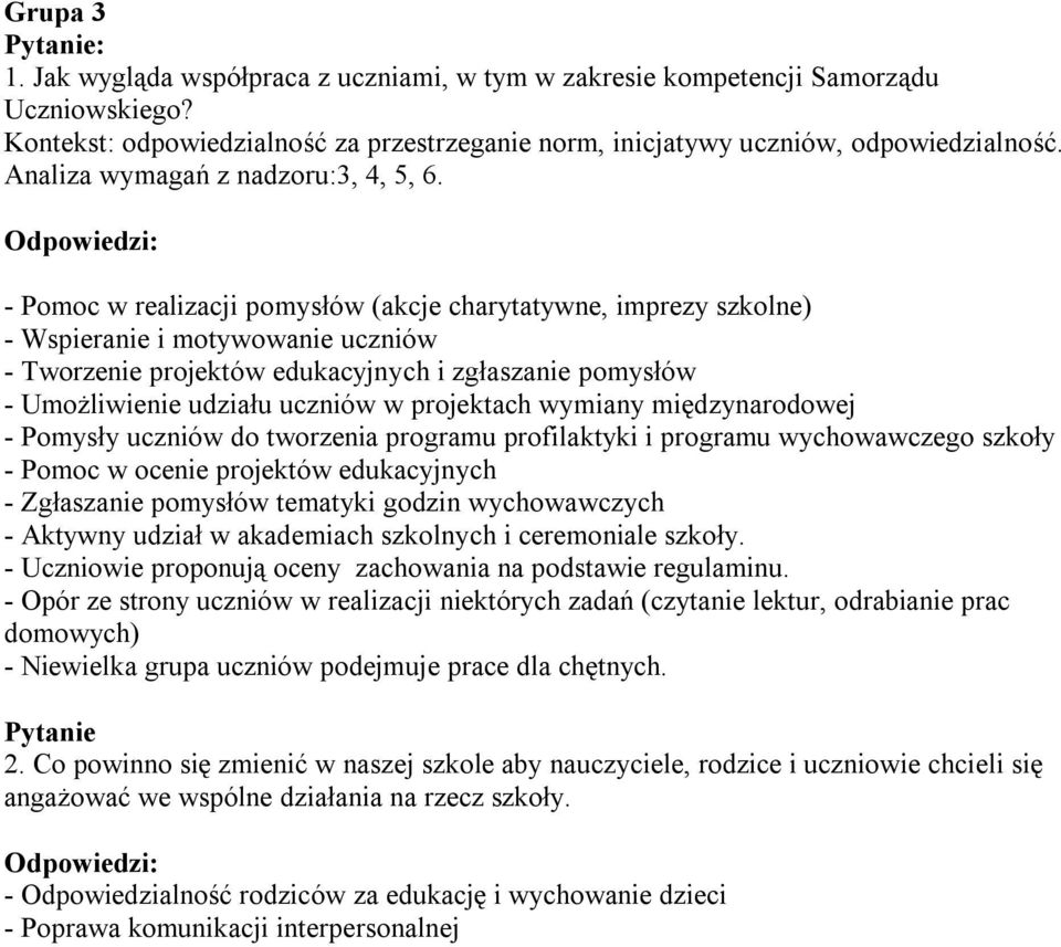 - Pomoc w realizacji pomysłów (akcje charytatywne, imprezy szkolne) - Wspieranie i motywowanie uczniów - Tworzenie projektów edukacyjnych i zgłaszanie pomysłów - Umożliwienie udziału uczniów w