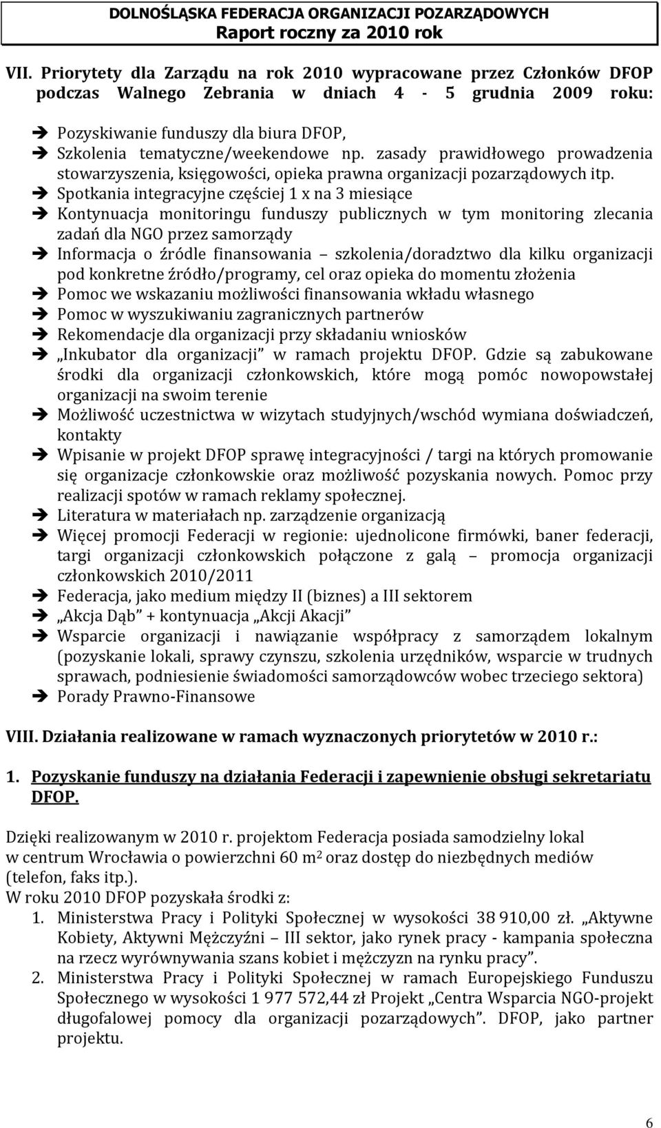 Spotkania integracyjne częściej 1 x na 3 miesiące Kontynuacja monitoringu funduszy publicznych w tym monitoring zlecania zadań dla NGO przez samorządy Informacja o źródle finansowania