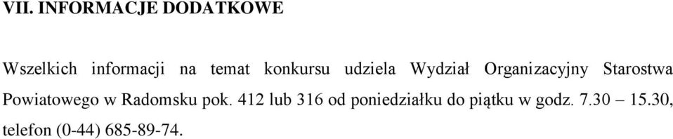 Starostwa Powiatowego w Radomsku pok.
