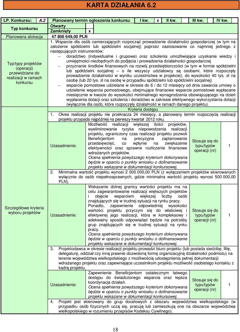 instrumentów: doradztwo (indywidualne i grupowe) oraz szkolenia umożliwiające uzyskanie wiedzy i umiejętności niezbędnych do podjęcia i prowadzenia działalności gospodarczej Typ/typy projektów