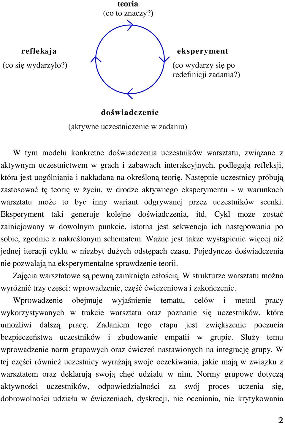 refleksji, która jest uogólniania i nakładana na określoną teorię.