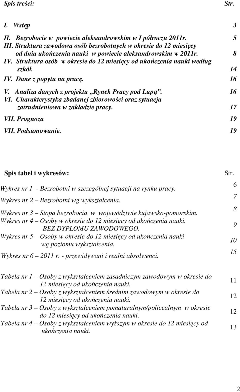 Struktura osób w okresie do 12 miesięcy od ukończenia nauki według szkół. 14 IV. Dane z popytu na pracę. 16 V. Analiza danych z projektu Rynek Pracy pod Lupą. 16 VI.