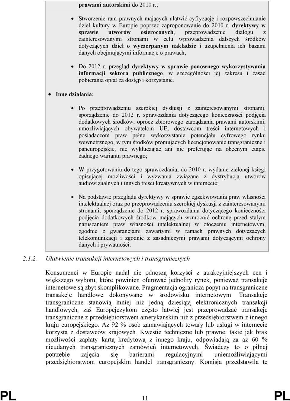 danych obejmującymi informacje o prawach; Do 2012 r.