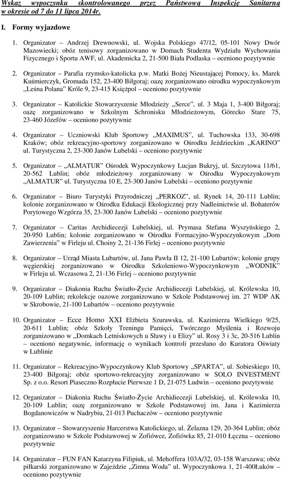 Organizator Parafia rzymsko-katolicka p.w. Matki BoŜej Nieustającej Pomocy, ks.