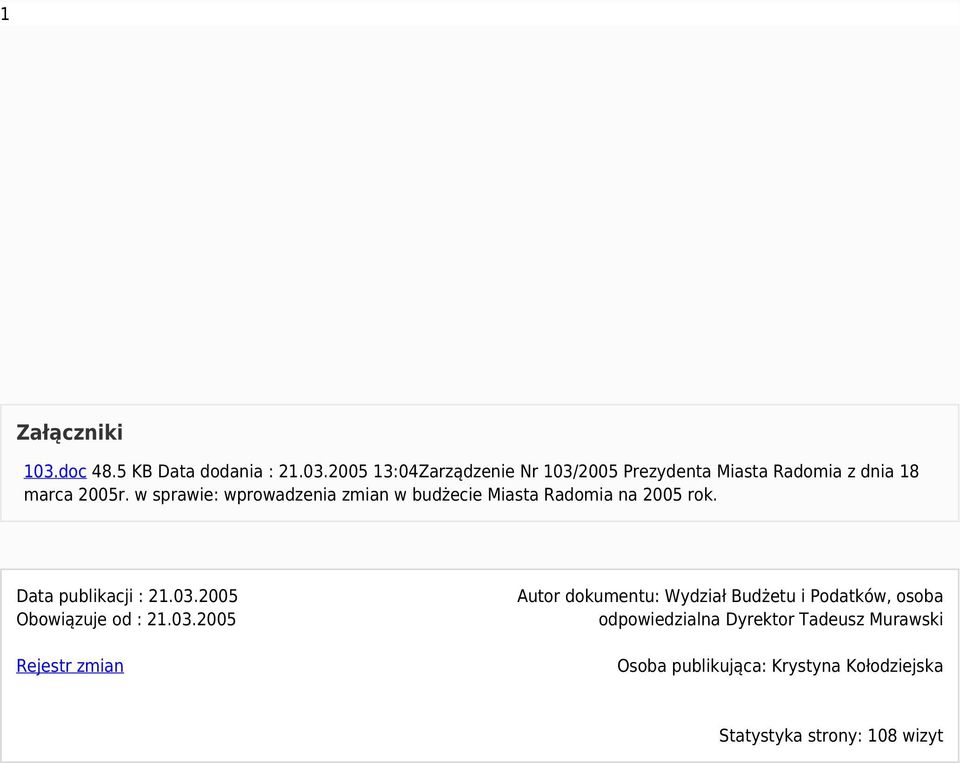 2005 Obowiąuje od : 21.03.