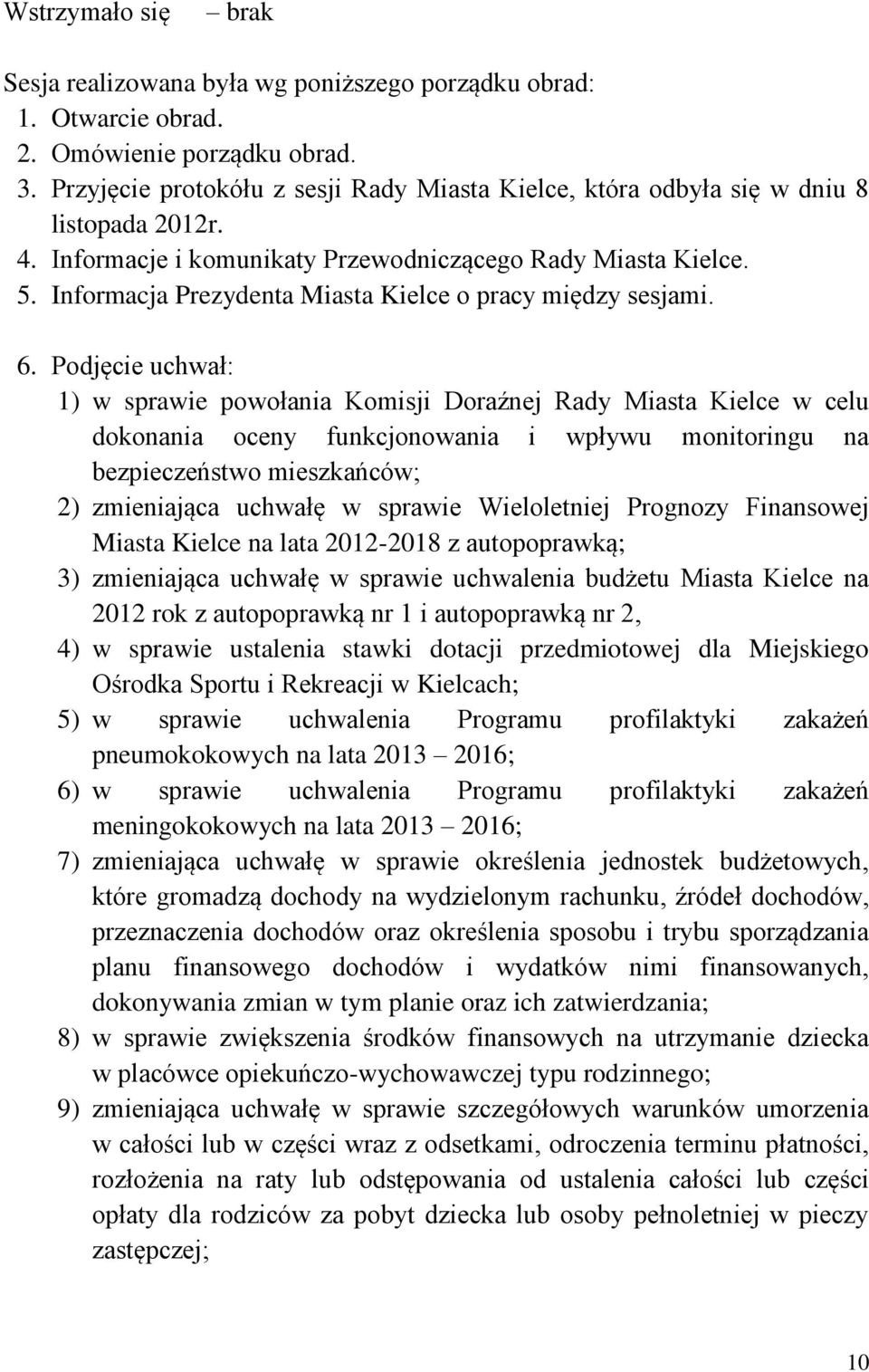 Informacja Prezydenta Miasta Kielce o pracy między sesjami. 6.