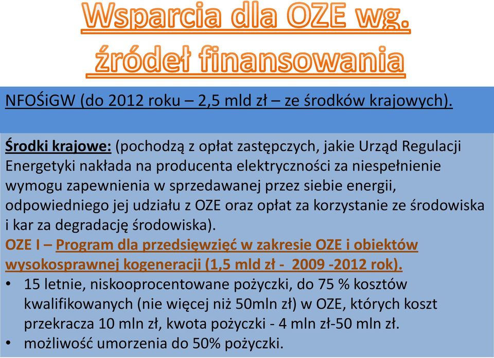 przez siebie energii, odpowiedniego jej udziału z OZE oraz opłat za korzystanie ze środowiska i kar za degradację środowiska).