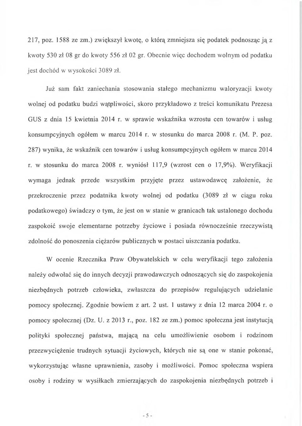 w sprawie wskaźnika wzrostu cen towarów i usług konsumpcyjnych ogółem w marcu 2014 r. w stosunku do marca 2008 r. (M. P. poz.