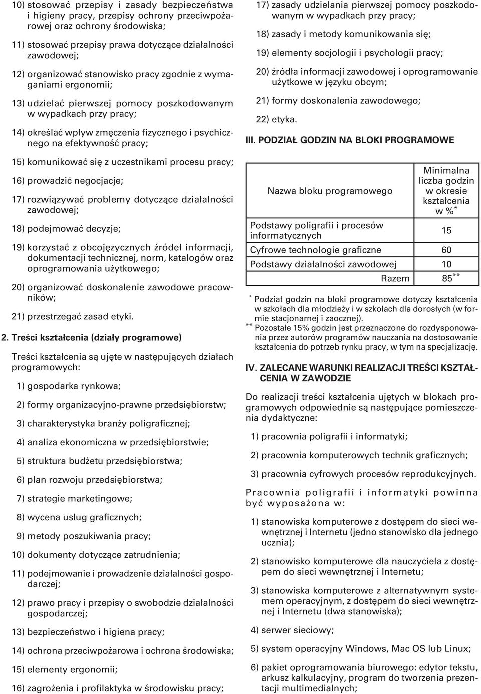 uczestnikami procesu pracy; 16) prowadzić negocjacje; 17) rozwiązywać problemy dotyczące działalności zawodowej; 18) podejmować decyzje; 19) korzystać z obcojęzycznych źródeł informacji, dokumentacji