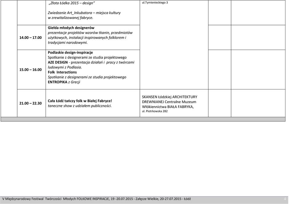 Podlaskie design-inspiracje Spotkanie z designerami ze studia projektowego AZE DESIGN - prezentacja działań i pracy z twórcami ludowymi z Podlasia.