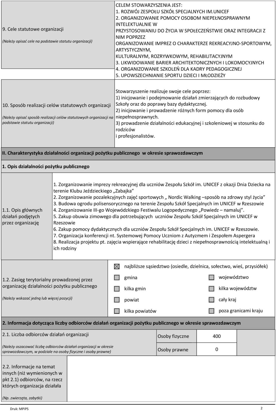 ARTYSTYCZNYM, KULTURALNYM, ROZRYWKOWYM, REHABILITACYJNYM 3. LIKWIDOWANIE BARIER ARCHITEKTONICZNYCH I LOKOMOCYJNYCH 4. ORGANIZOWANIE SZKOLEŃ DLA KADRY PEDAGOGICZNEJ 5.
