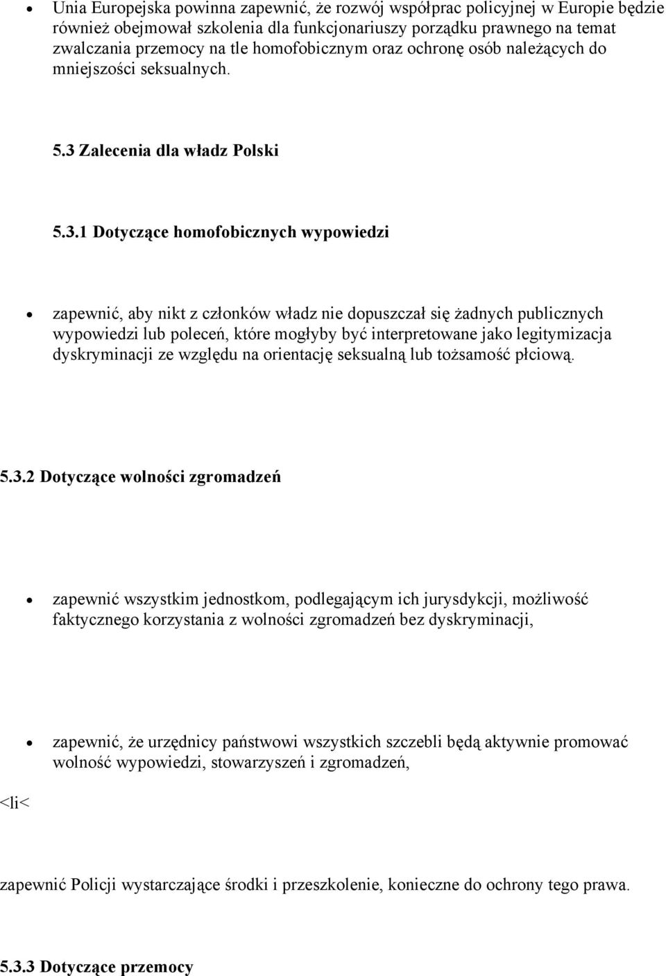 Zalecenia dla władz Polski 5.3.