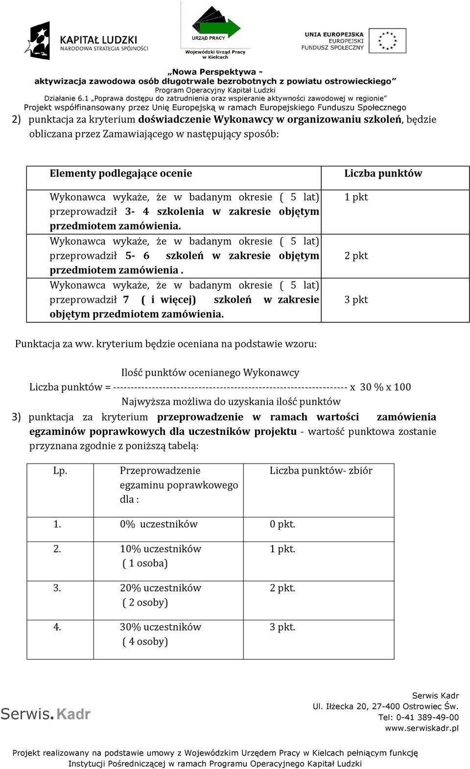 Wykonawca wykaże, że w badanym okresie ( 5 lat) przeprowadził 5-6 szkoleń w zakresie objętym przedmiotem zamówienia.