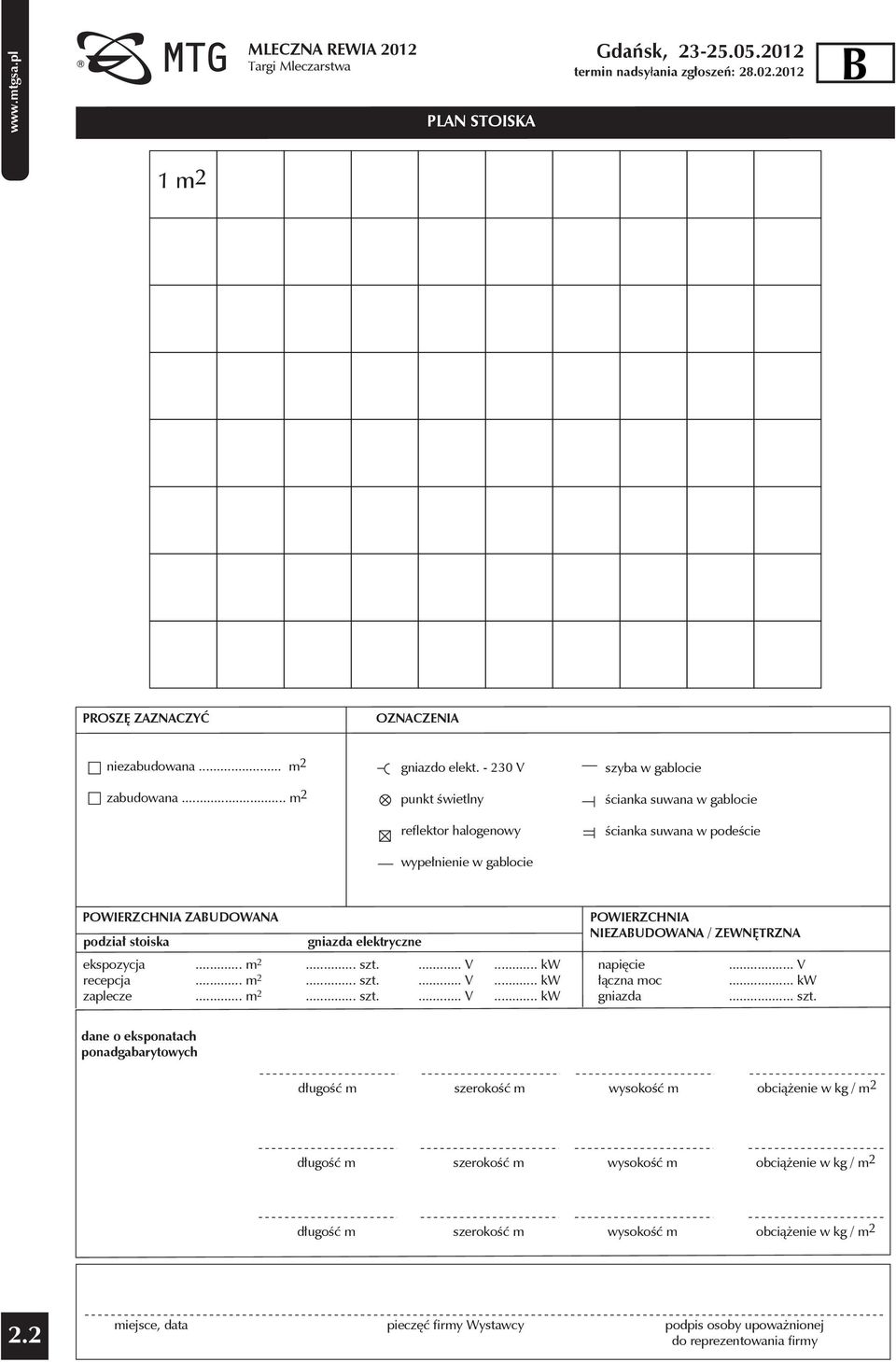 elektryczne POWIERZCHNIA NIEZAUDOWANA / ZEWNĘTRZNA ekspozycja recepcja zaplecze.. m 2.. m 2.. m 2... szt.