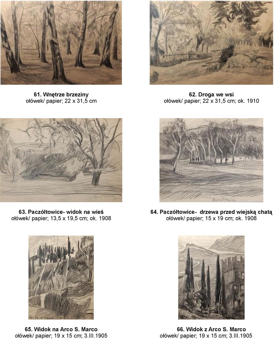 Paczółtowice- widok na wieś ołówek/ papier; 13,5 x 19,5 cm; ok. 1908 64.