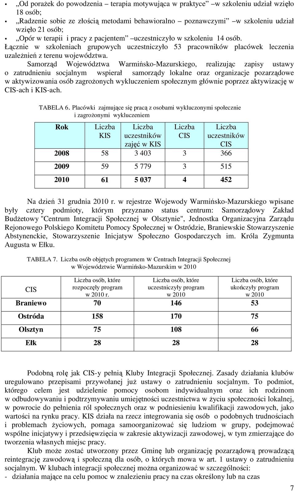 Samorząd Województwa Warmińsko-Mazurskiego, realizując zapisy ustawy o zatrudnieniu socjalnym wspierał samorządy lokalne oraz organizacje pozarządowe w aktywizowania osób zagroŝonych wykluczeniem