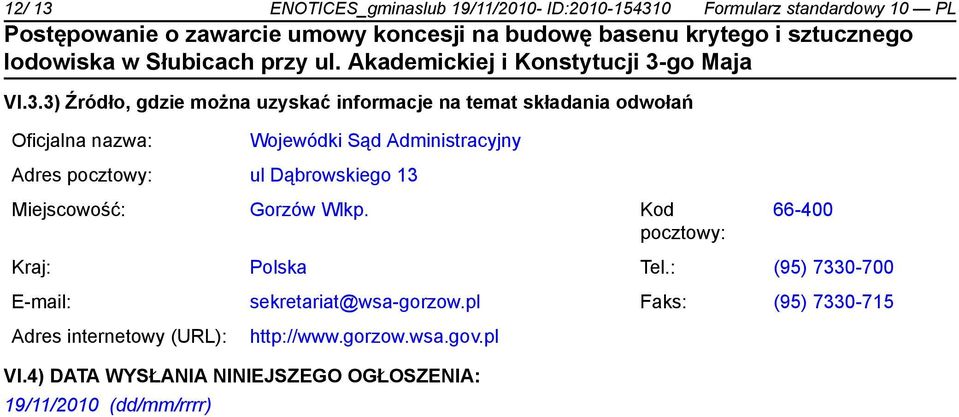 0 Formularz standardowy 10 PL VI.3.