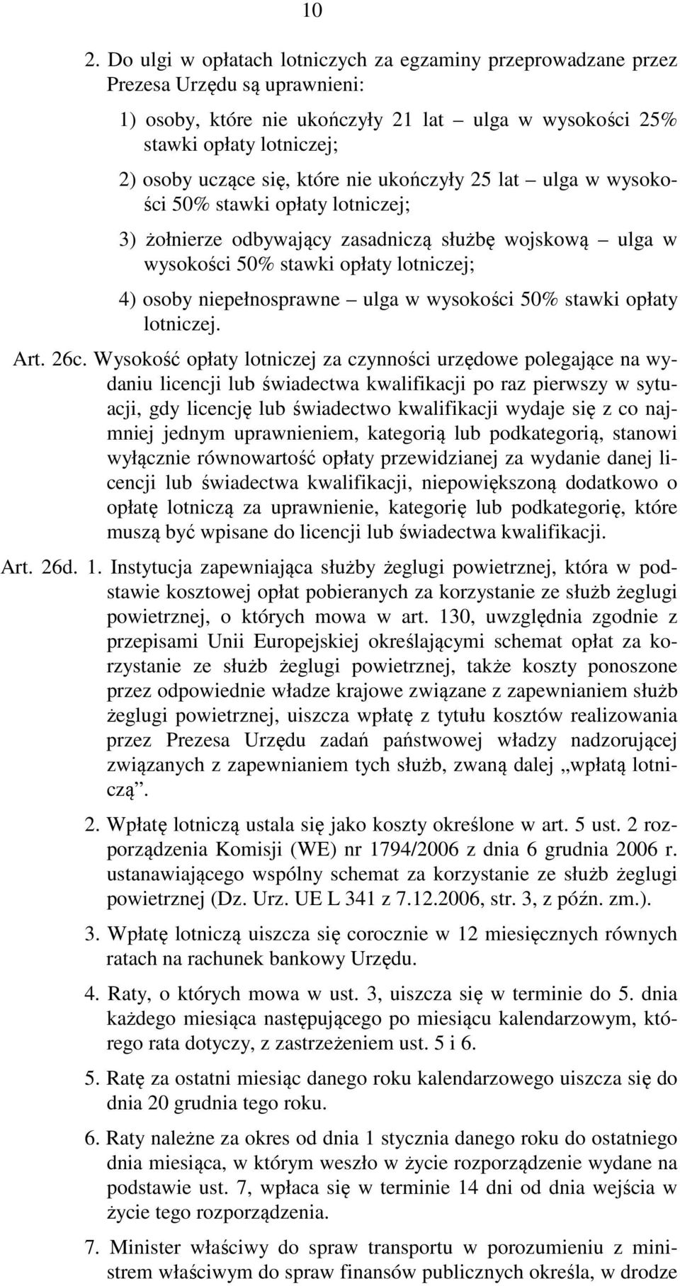 ulga w wysokości 50% stawki opłaty lotniczej. Art. 26c.