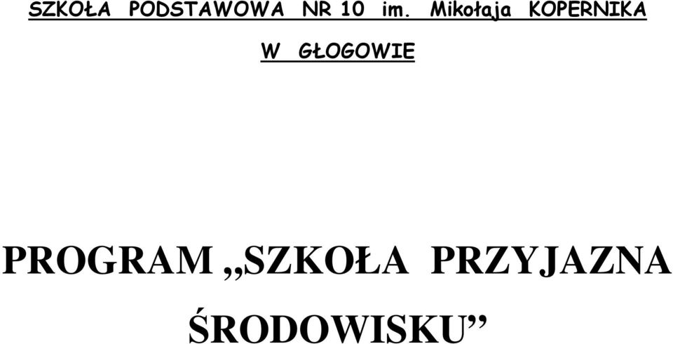 W GŁOGOWIE PROGRAM