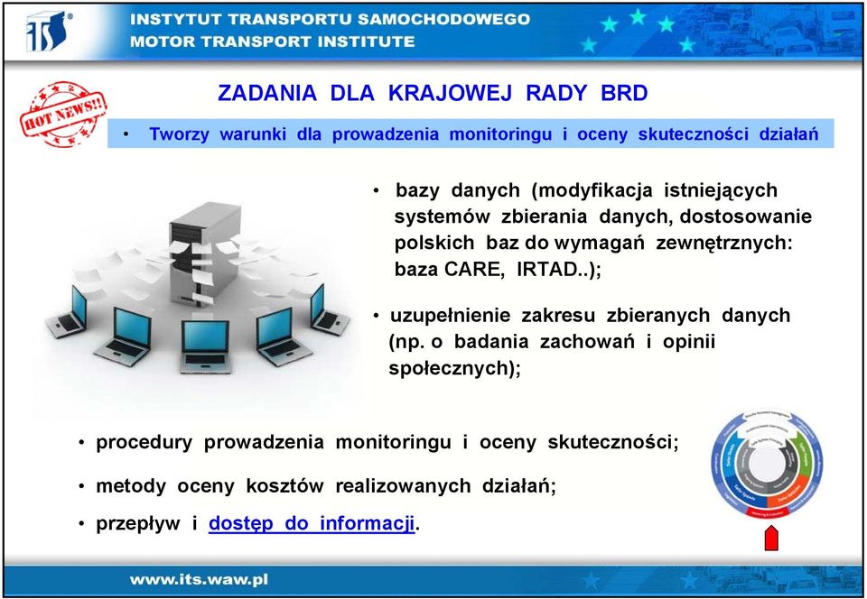 IRTAD..); uzupełnienie zakresu zbieranych danych (np.