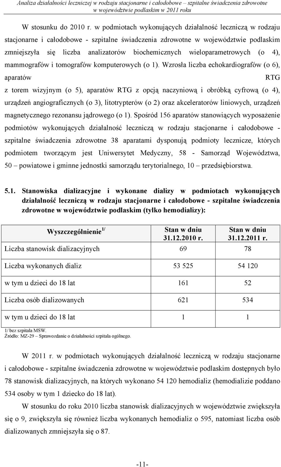 wieloparametrowych (o 4), mammografów i tomografów komputerowych (o 1).