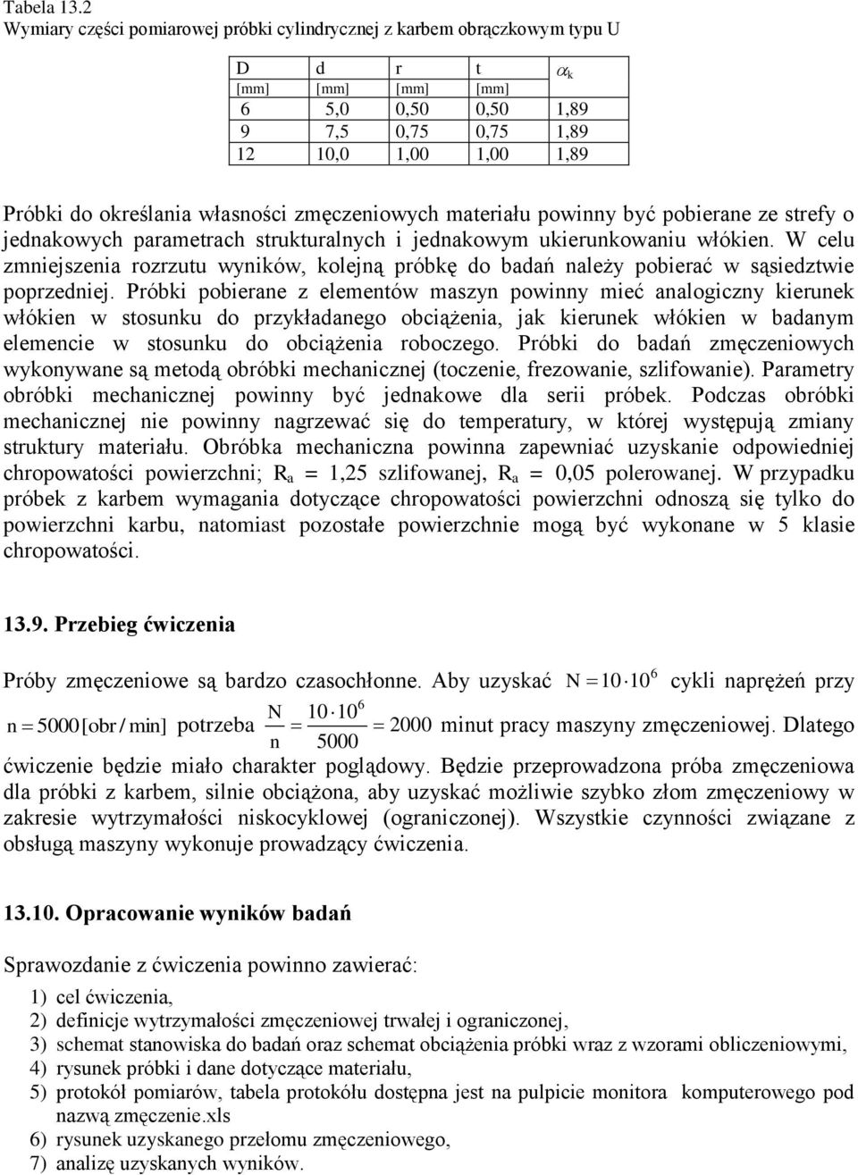 własności zmęczeniowych materiału powinny być pobierane ze strefy o jednakowych parametrach strukturalnych i jednakowym ukierunkowaniu włókien.