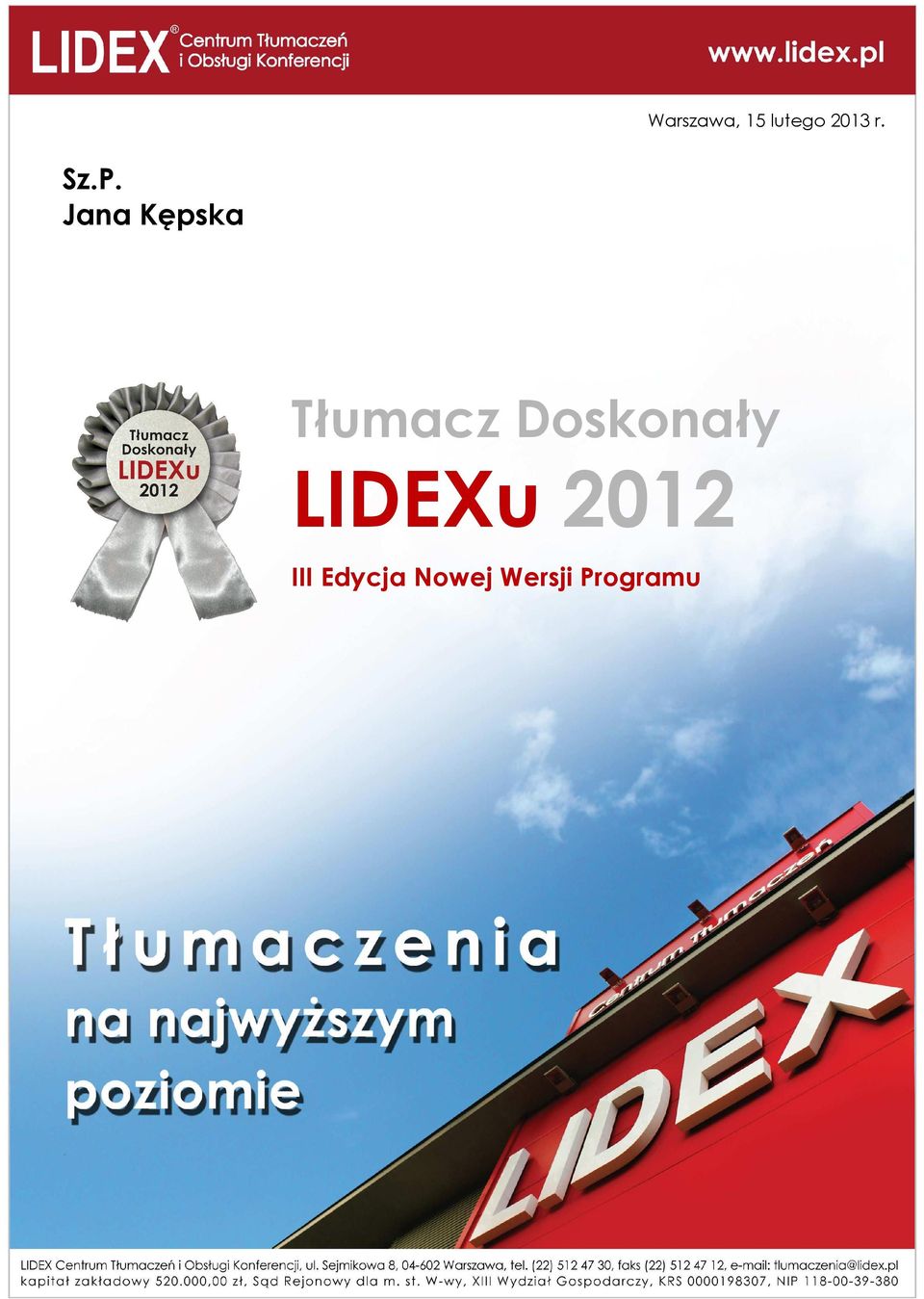 Doskonały LIDEXu 2012 III