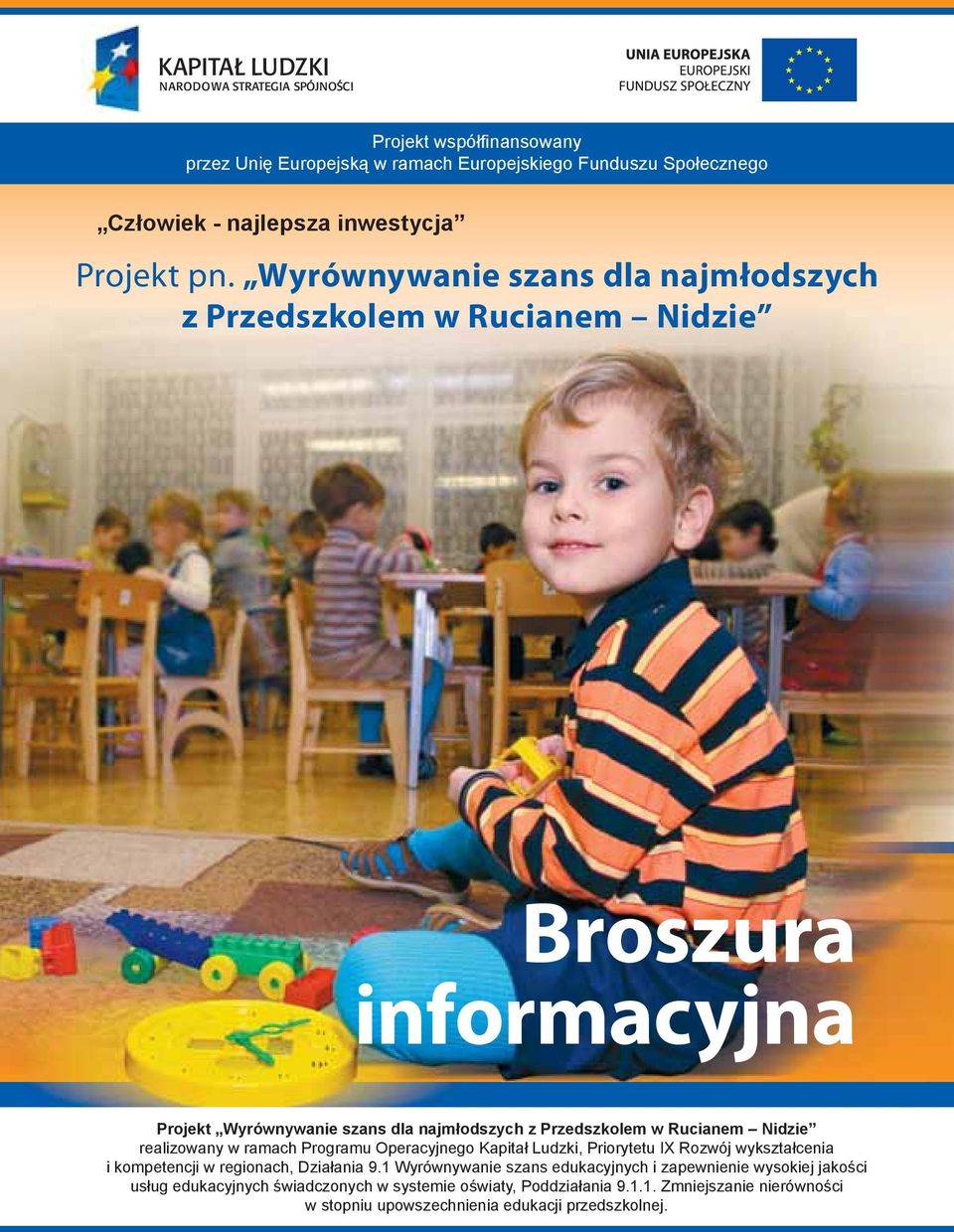 Nidzie realizowany w ramach Programu Operacyjnego Kapitał Ludzki, Priorytetu IX Rozwój wykształcenia i kompetencji w regionach, Działania 9.