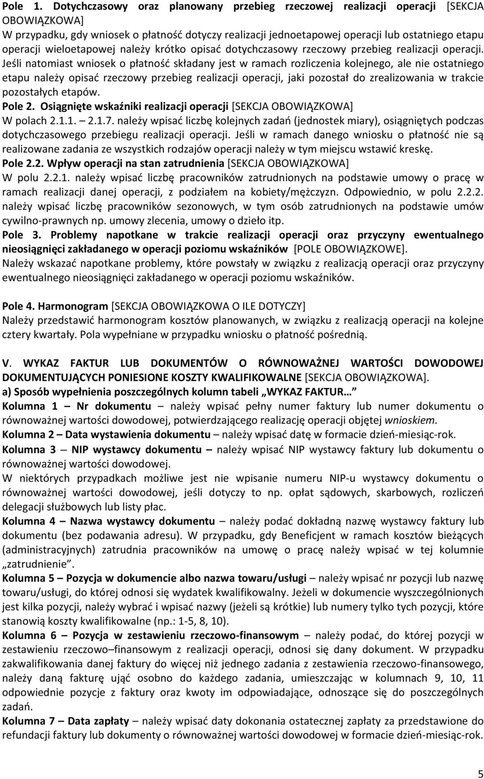 Harmonogram O ILE DOTYCZY] V. KWALIFIKOWALNE. a) Kolumna 1 Nr dokumentu o wnioskiem. Kolumna 2 Data wystawienia dokumentu - -rok.