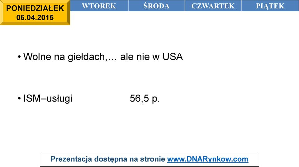 2015 Wolne na giełdach,