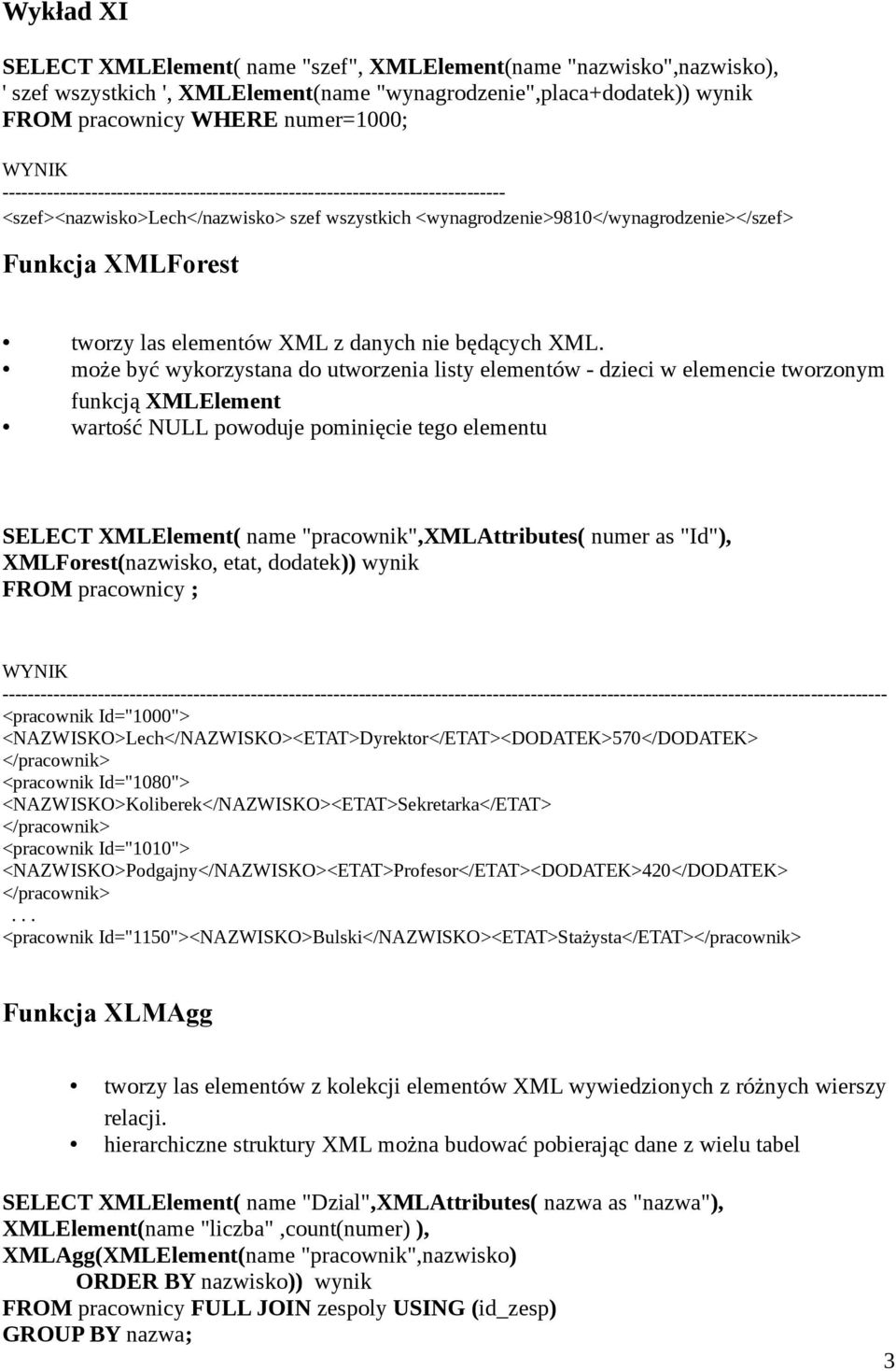 elementów XML z danych nie będących XML.